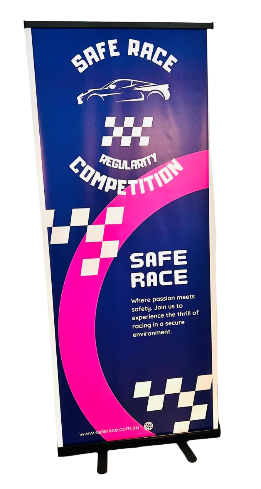 Safe race pull up banner